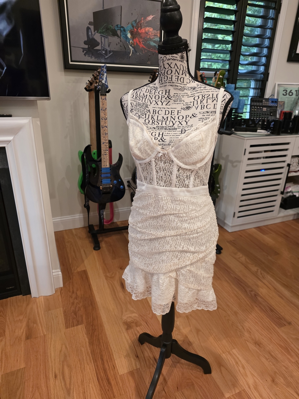 For Love & Lemons Ivory Lace Mini Dress